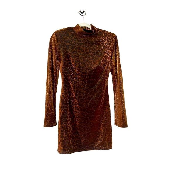 Cosmopolitan Dress the Population Alex Gold Metallic Leopard Print Bodycon Dress - Picture 1 of 5